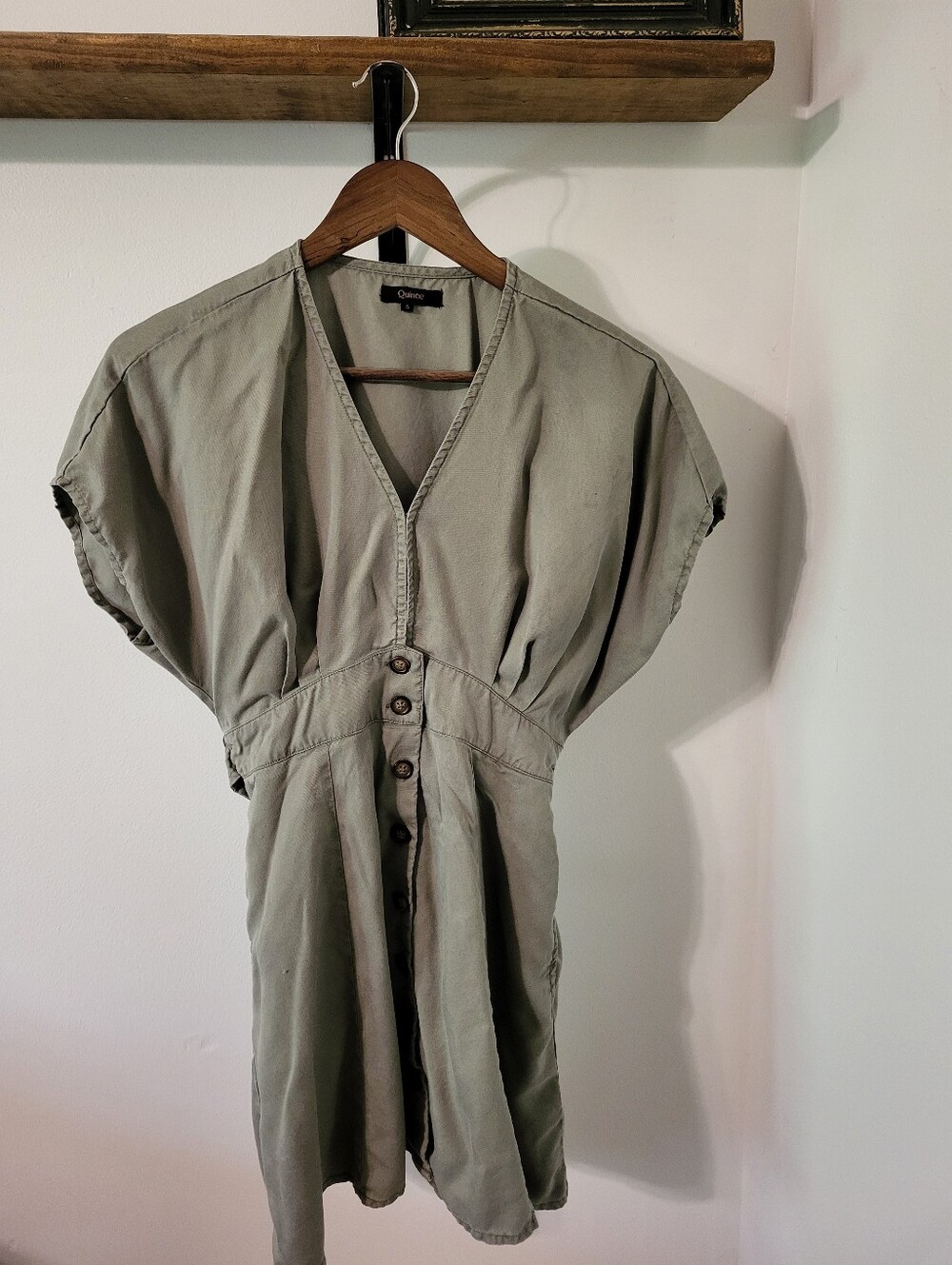 Quince Green Button Dress